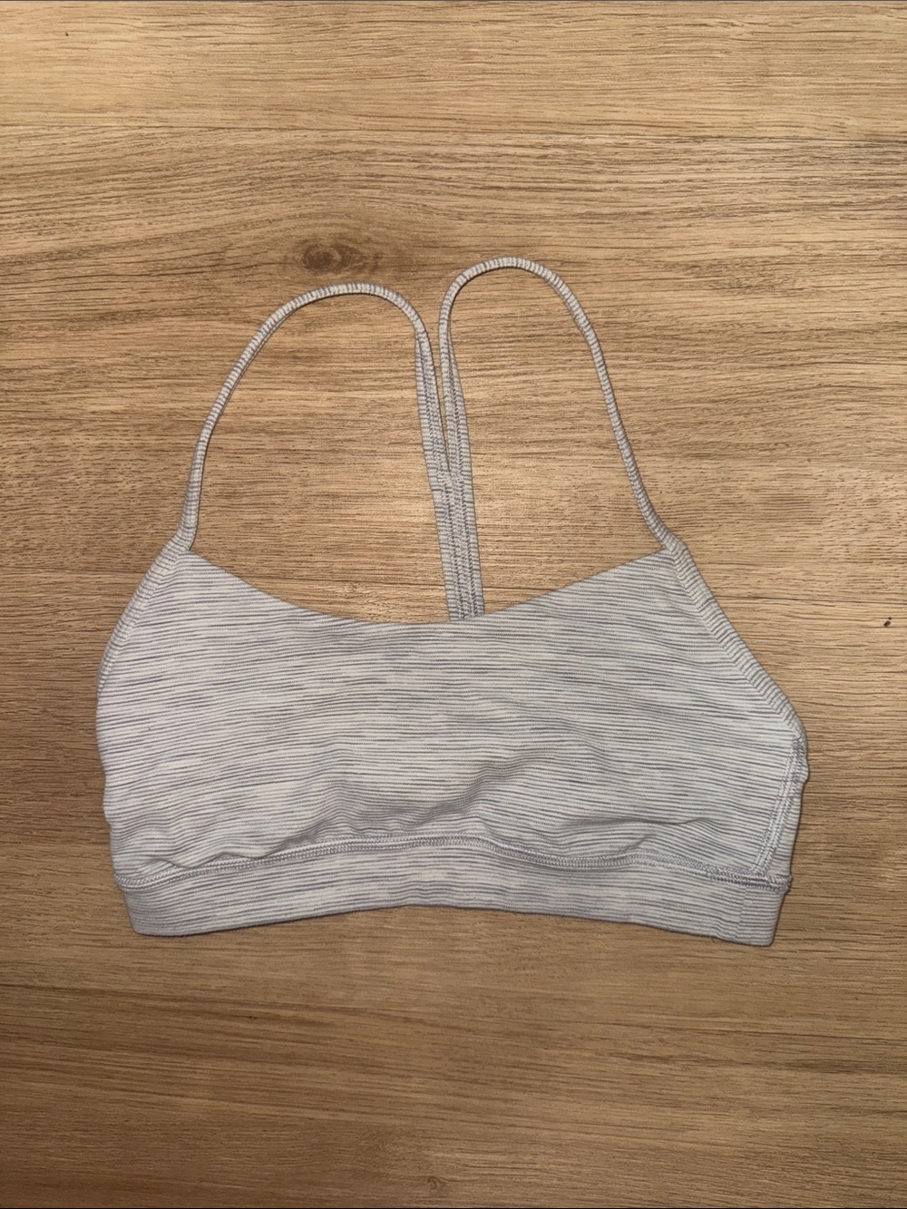 lululemon athletica Light Gray Striped Seamless Sports Bra